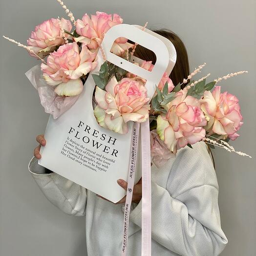 «Шебби шик» Цветы в коробке с французской розой эсперанса и лавандой