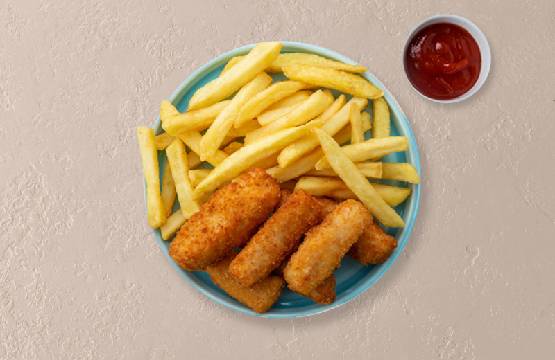 Наггетсы из цыплёнка с картофелем фри