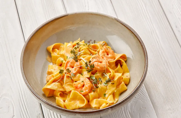 Папарделле с креветками
