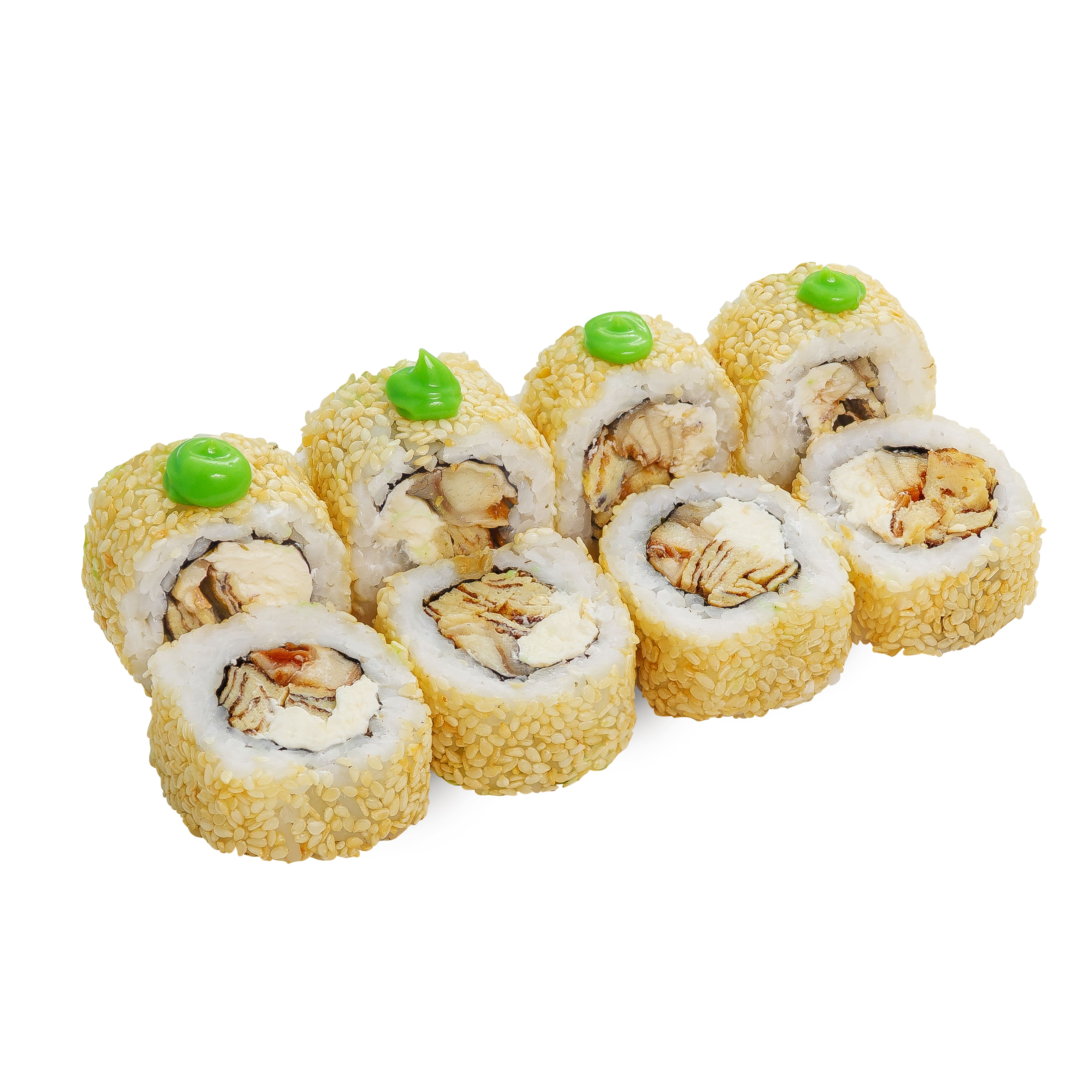 Угорь, омлет, сыр и крем васаби