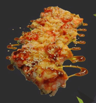 Суши пицца с креветкой и кальмаром