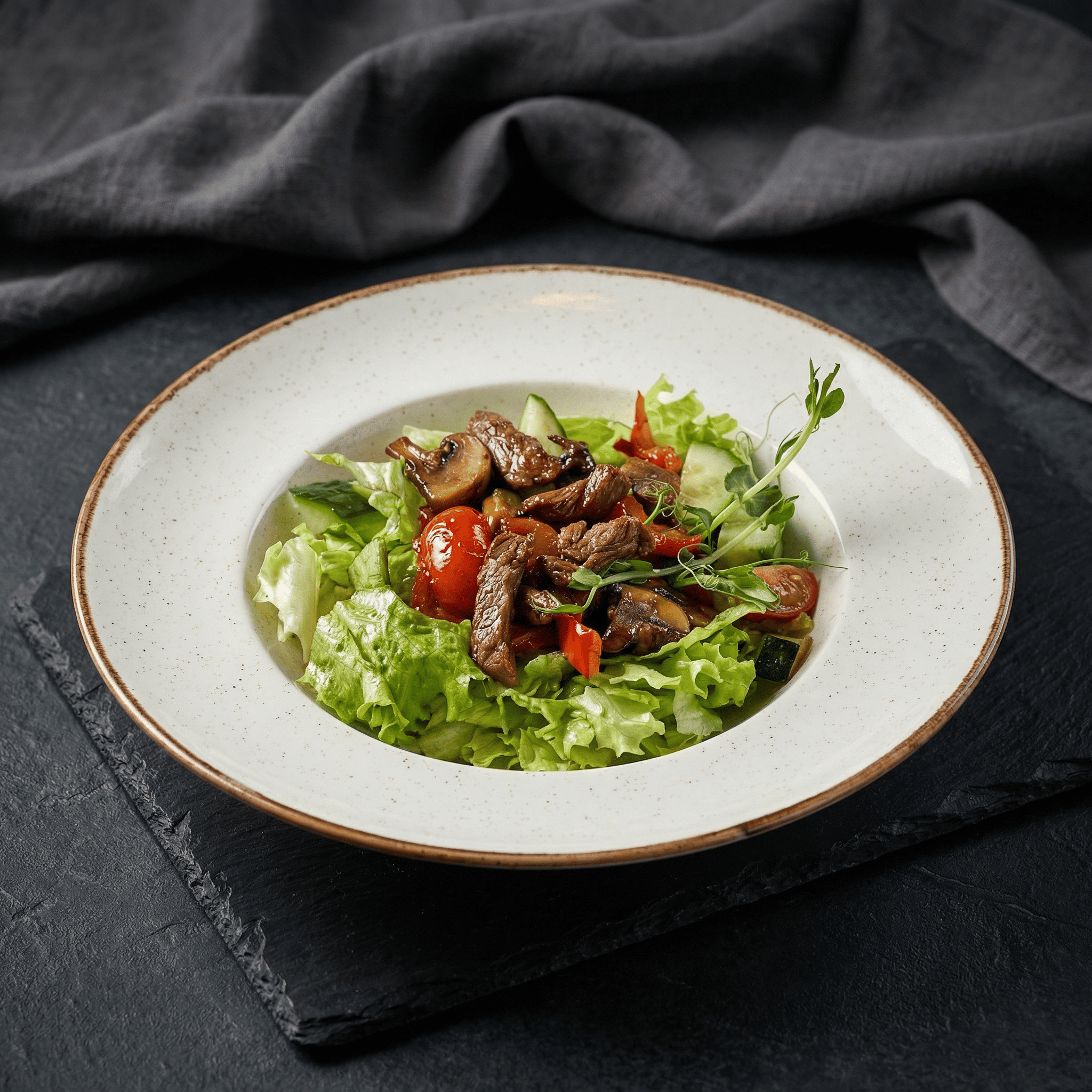 Теплый салат с говядиной