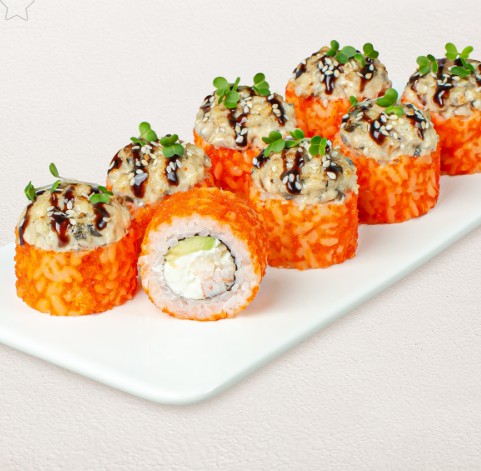 Шеф-ролл с угрем и креветкой