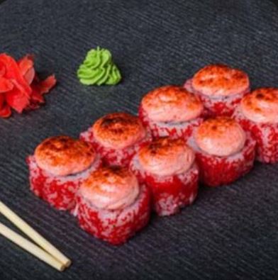 Запеченный ролл Калифорния с лососем