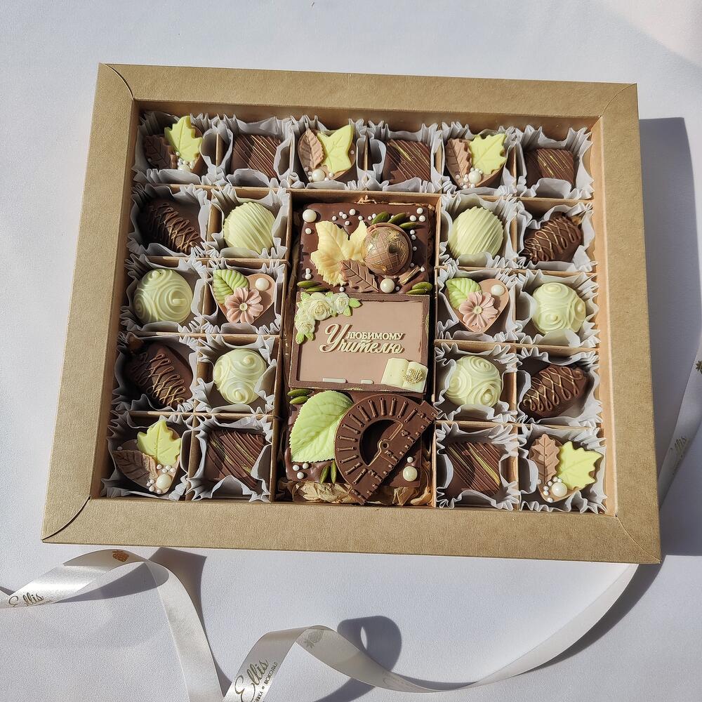 Набор с конфетами ручной работы "Любимому учителю"