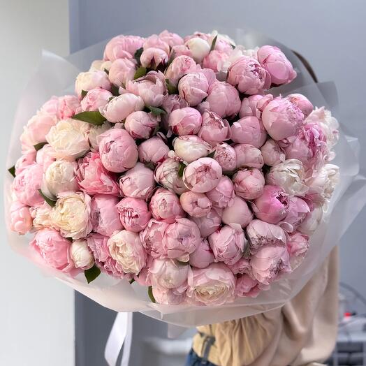 101 пион букет большой ароматный