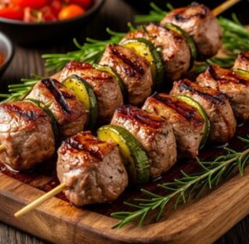 Шашлык из свинины с овощами гриль