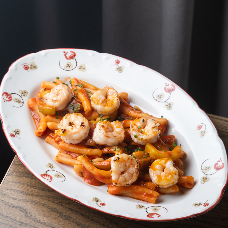 Паста Арабьята с креветками