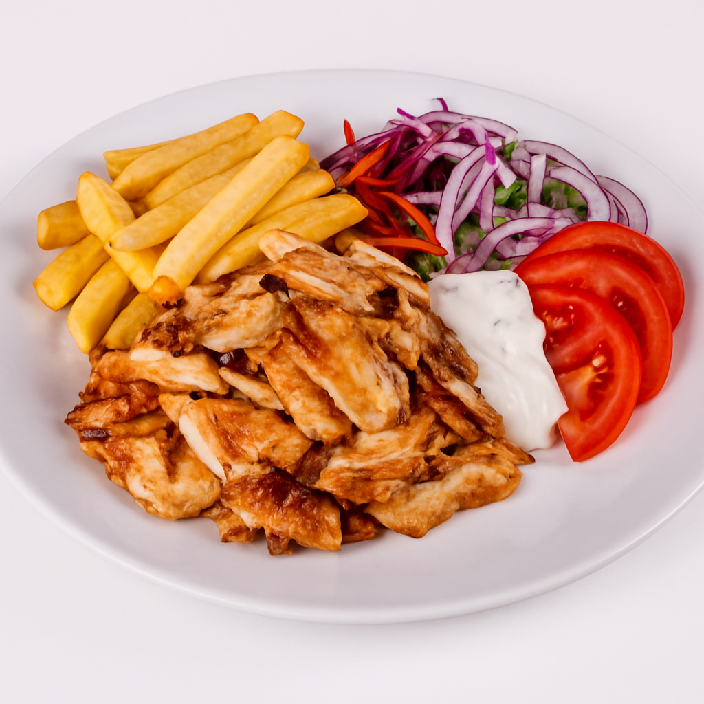 Гирос на тарелке с курицей