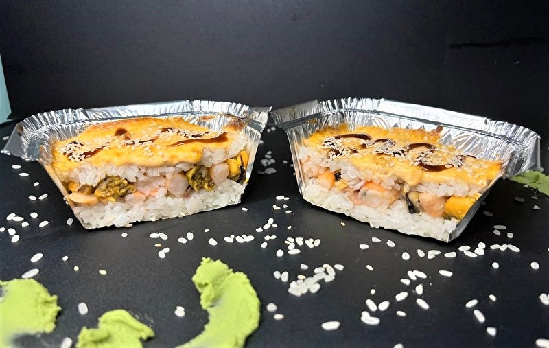 Запеч рис с морепродуктами