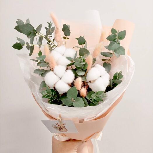 Стойкий интерьерный букет «Хлопок»