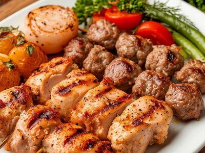 Куриное филе и Люля Свинина на углях