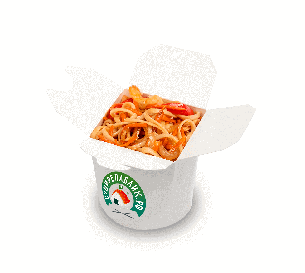 WOK c креветками и лососем в устричном с