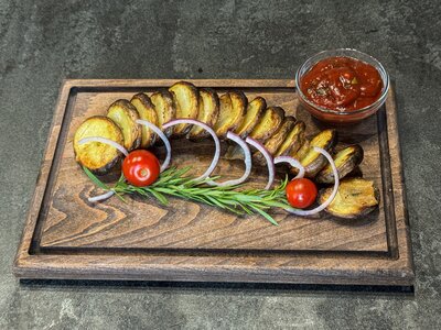 Картофель с курдюком на мангале