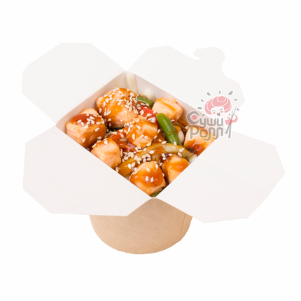 Wok лосось с овощами