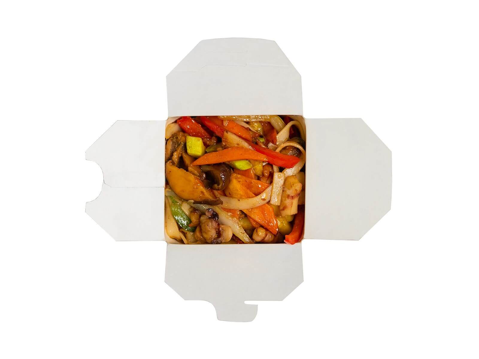 Вок морской с яичной лапшой и овощами