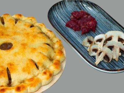 С мясом и грибами