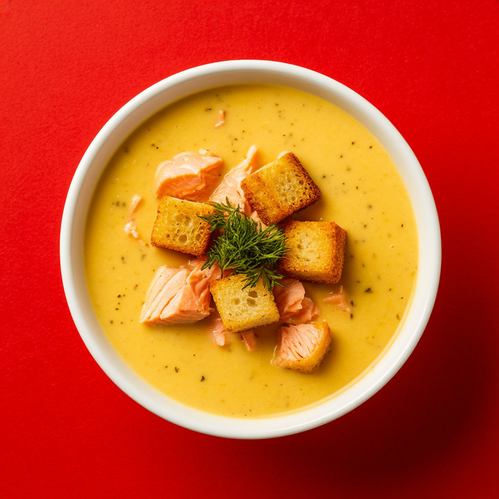 Сырный крем-суп с лососем