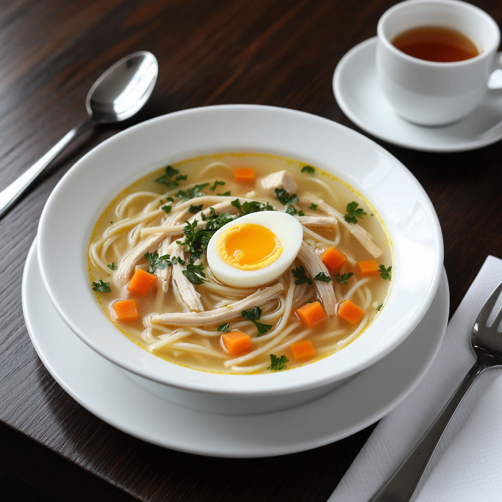 Куриный бульон с домашней лапшой