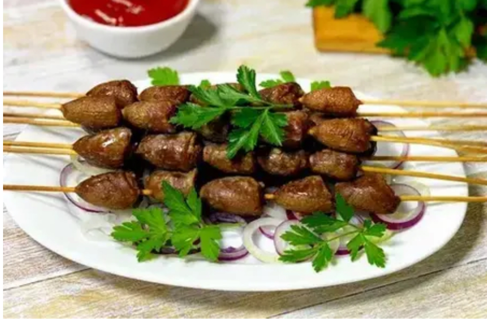 Шашлык из куриных сердечек