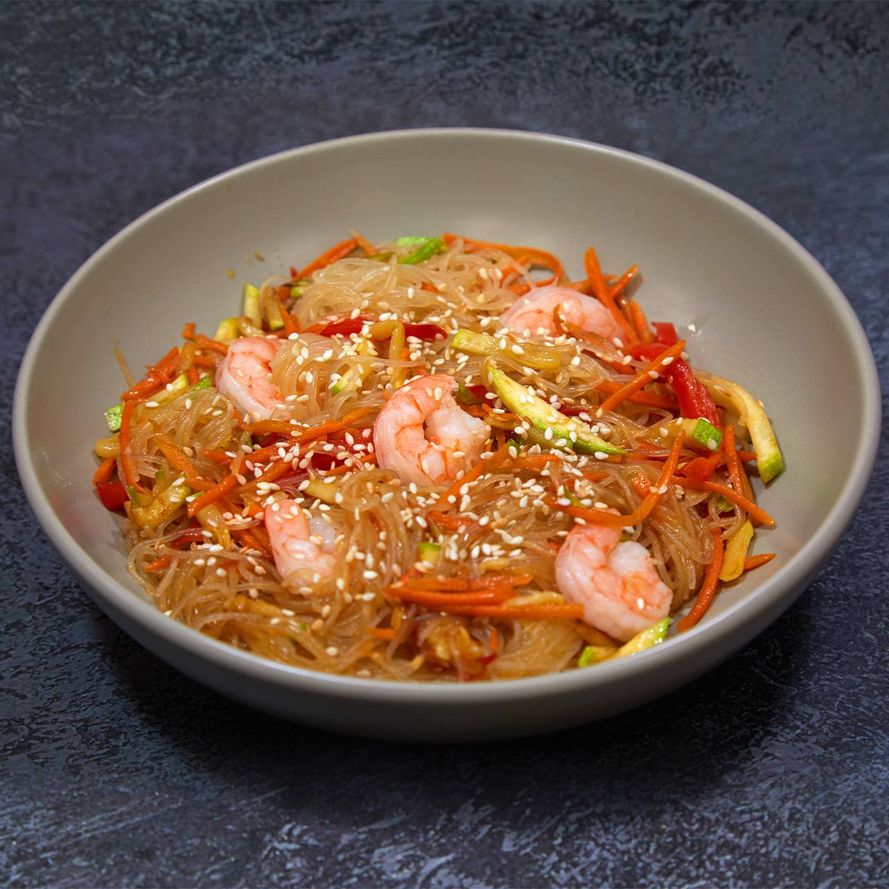 Фунчоза с тигровой креветкой в устричном соусе