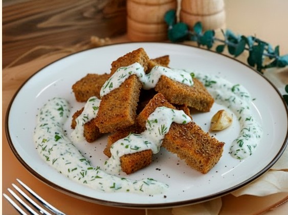 Бородинские гренки с чесночным соусом