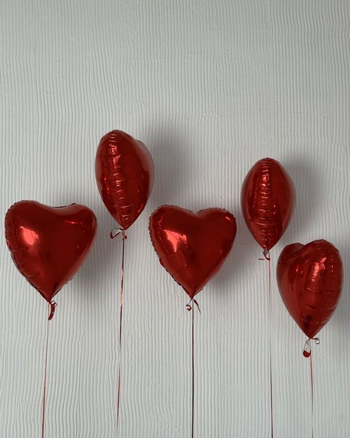 5 шаров с гелием в виде сердца