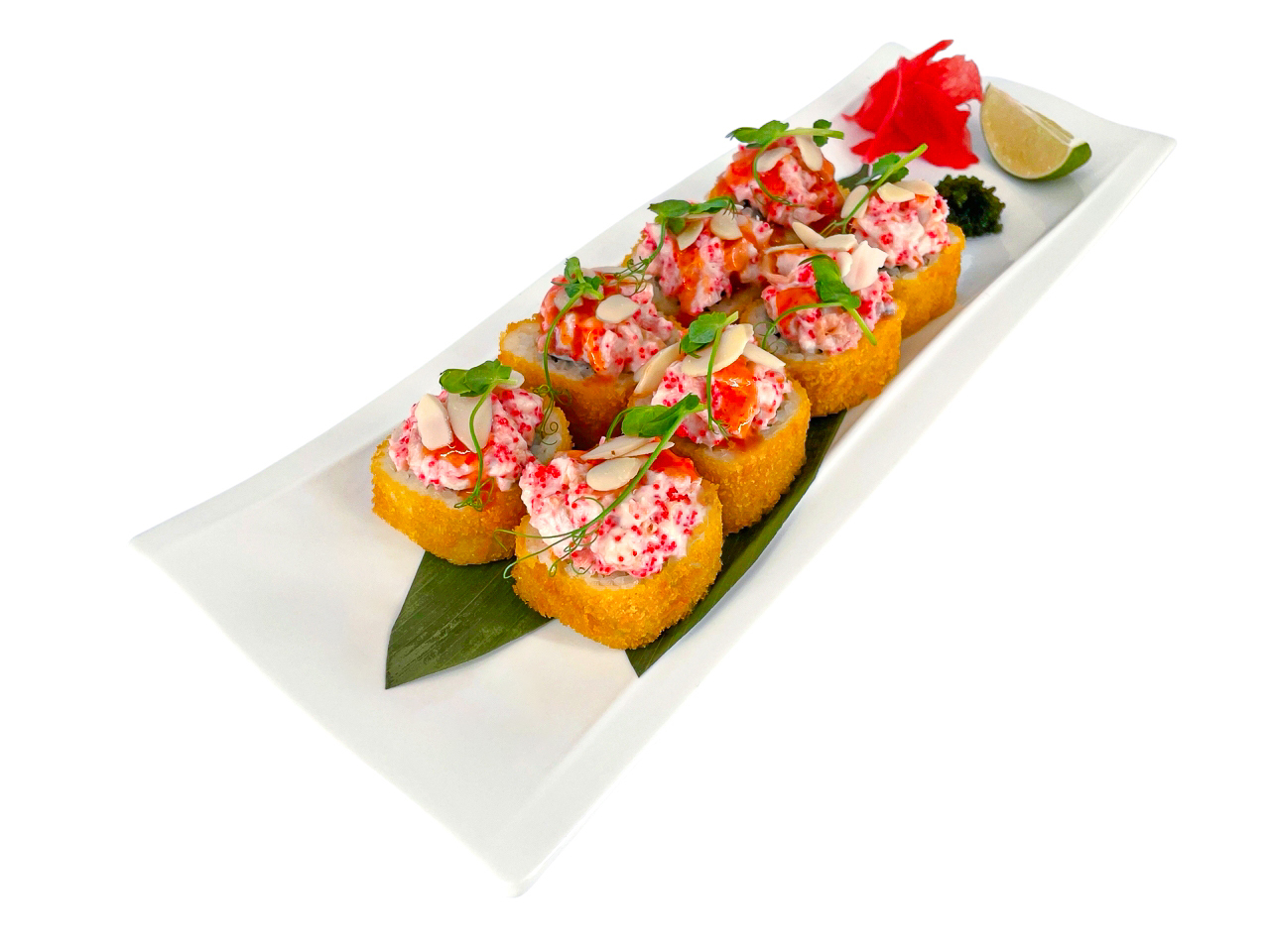 Темпура горбуша с копчёной курицей и дайконом