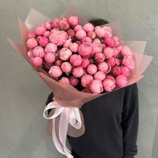 Пионы кустовые Пионовидные розы букет