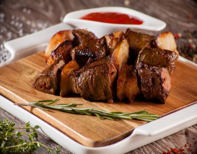 Шашлык из говяжьей печени