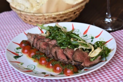 Тальята из говядины с рукколой и черри