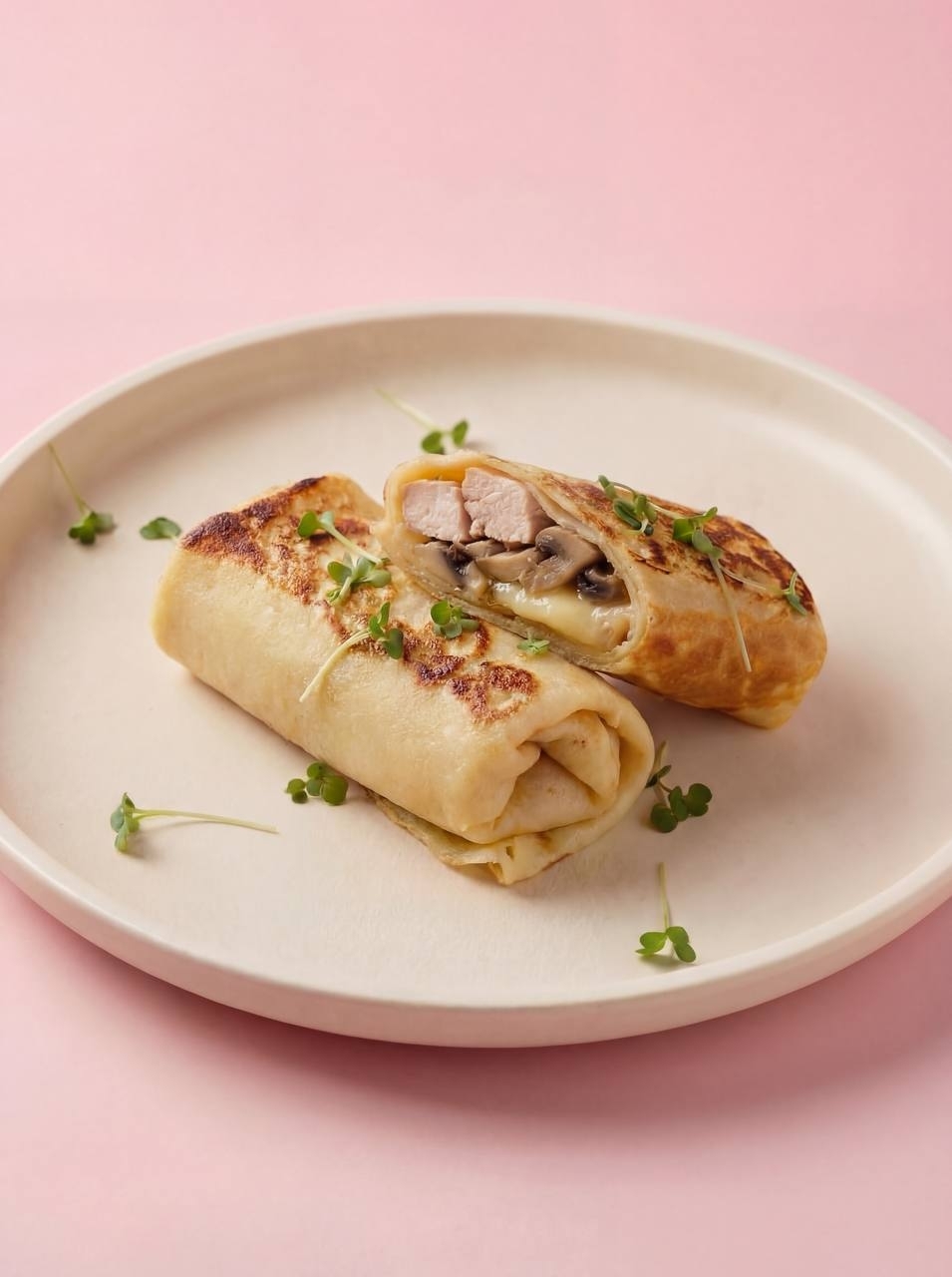 Блины с курой и грибами