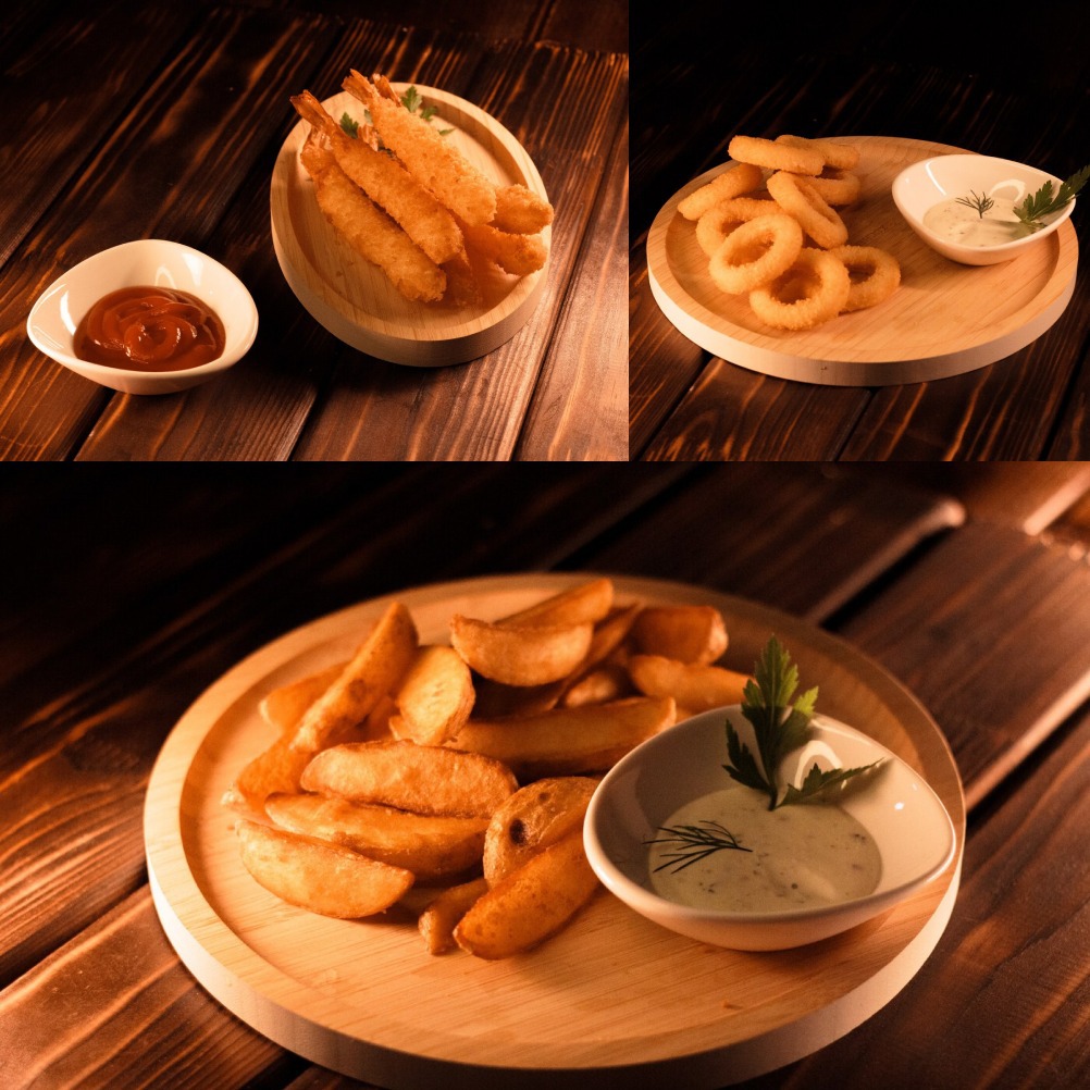 Комбо 5 (Картофель по домашнему, Креветка темпура, луковые кольца)