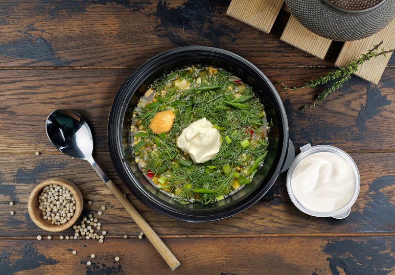Окрошка мясная на квасе