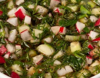 Окрошка мясная на квасе