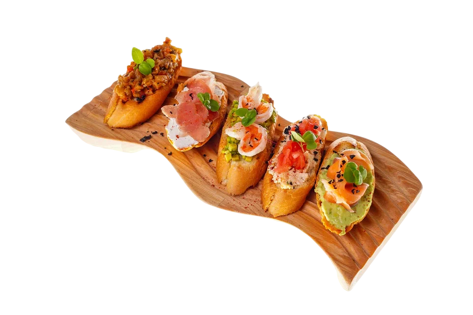 Мини брускетта с креветкой и гуакамоле (цена за 3 шт)