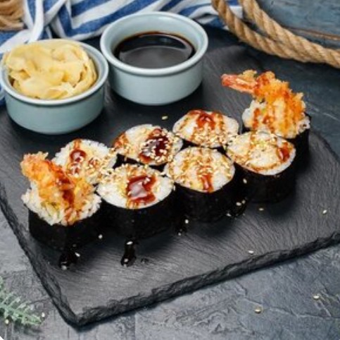 Тануки big ролл с тигровой креветкой