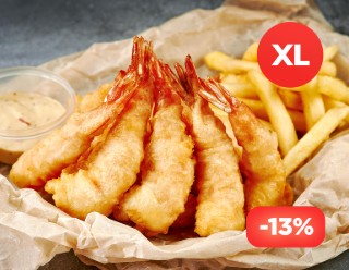 Комбо Креветки тигровые, фри и соус XL