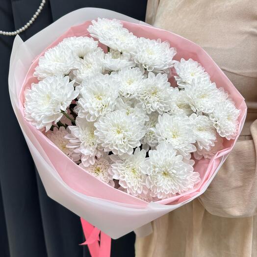 Букет из кустовых хризантем - зефирно