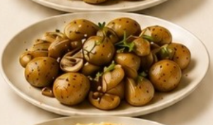 Картофель-бэби жаренный с грибами и луком
