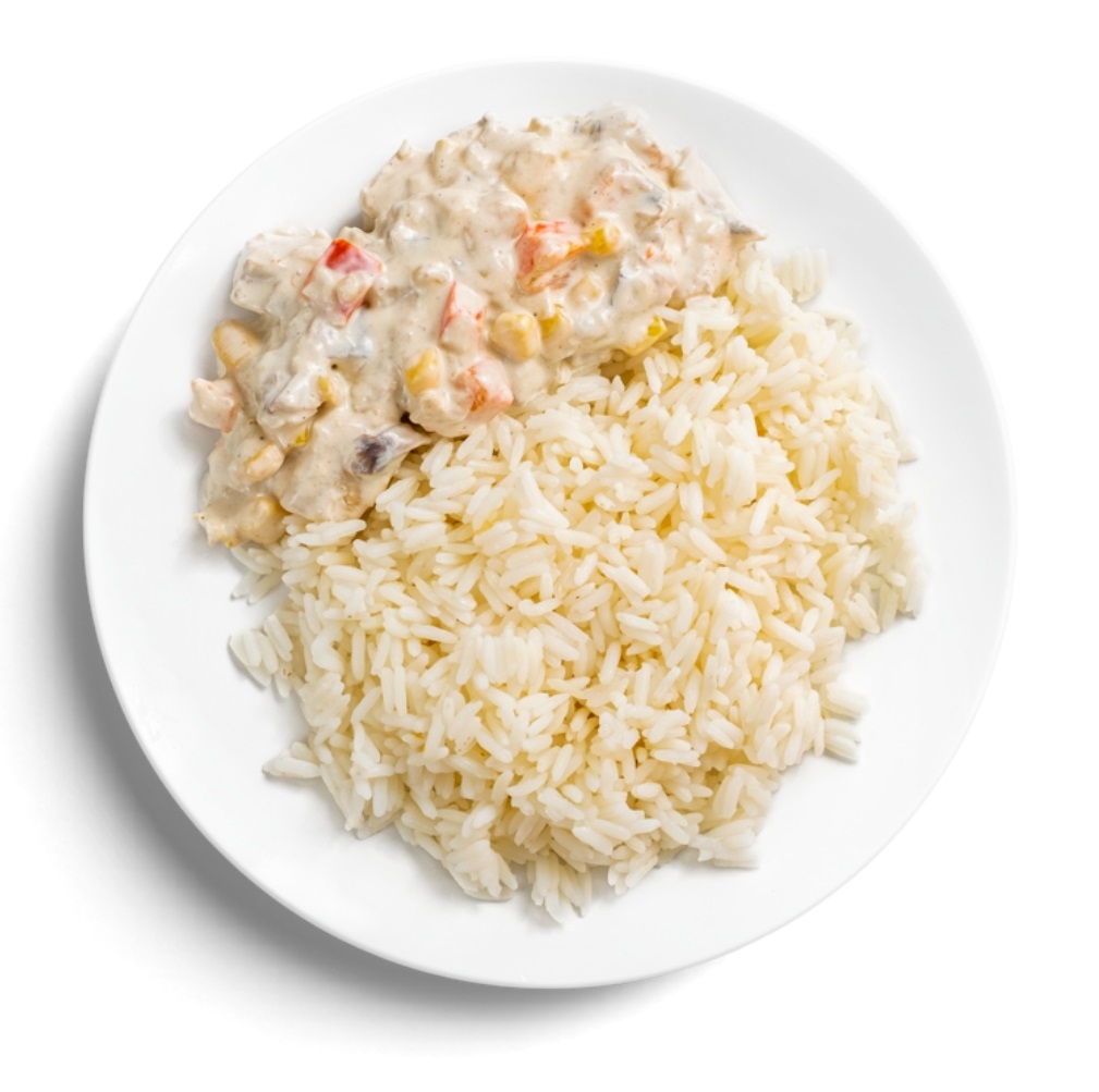 Гавайская сливочная курица с рисом