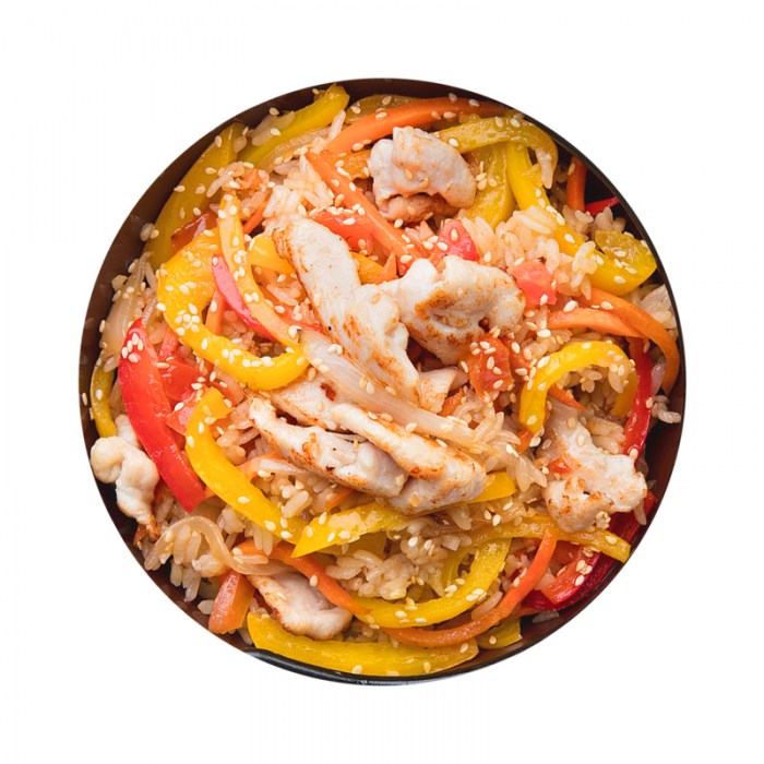 Тяхан с курицей и овощами