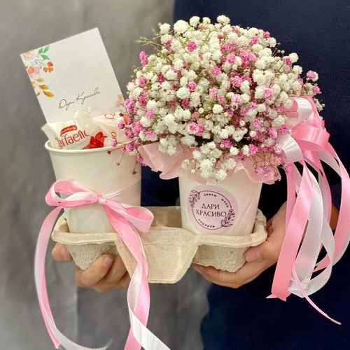 Букетик из гипсофилы со сладостями (к1866)