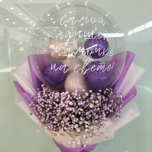 Букет "Лучшей маме на свете" с гипсофилой