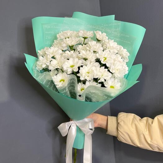 5 кустовых хризантем в букете "Ромашки Tiffany"