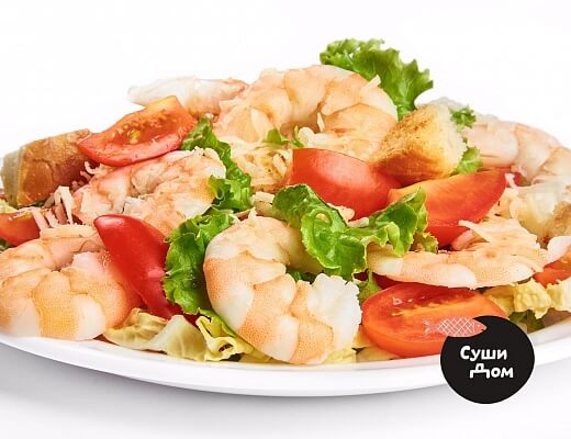 Цезарь с тигровой креветкой 