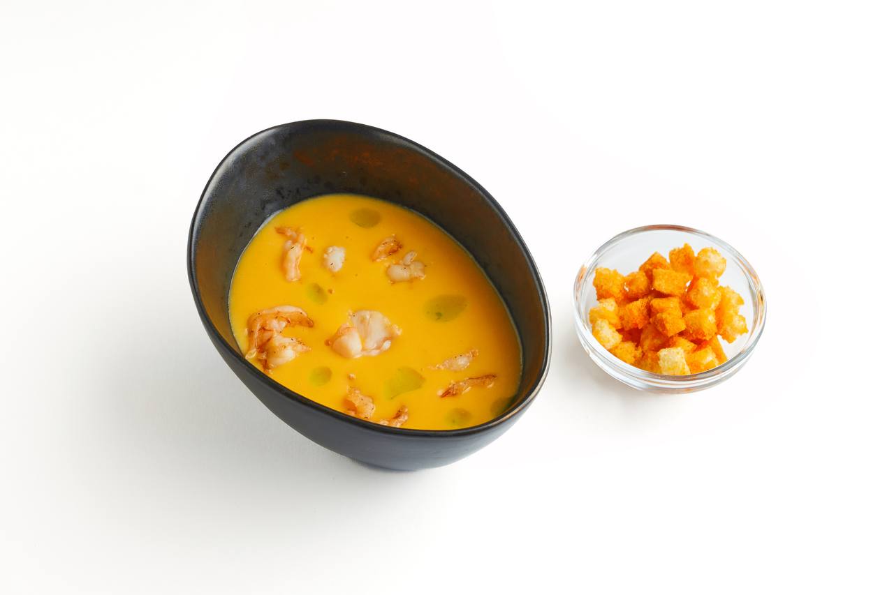 Сырный крем - суп с креветками