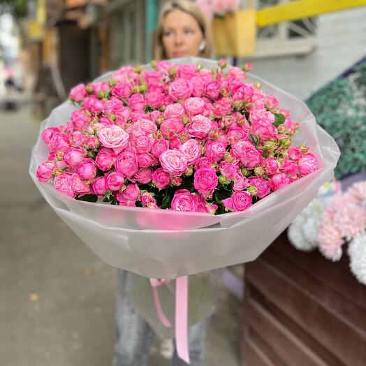 Пионовидная кустовая Роза букет большой
