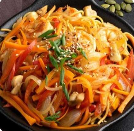 Вок с креветками