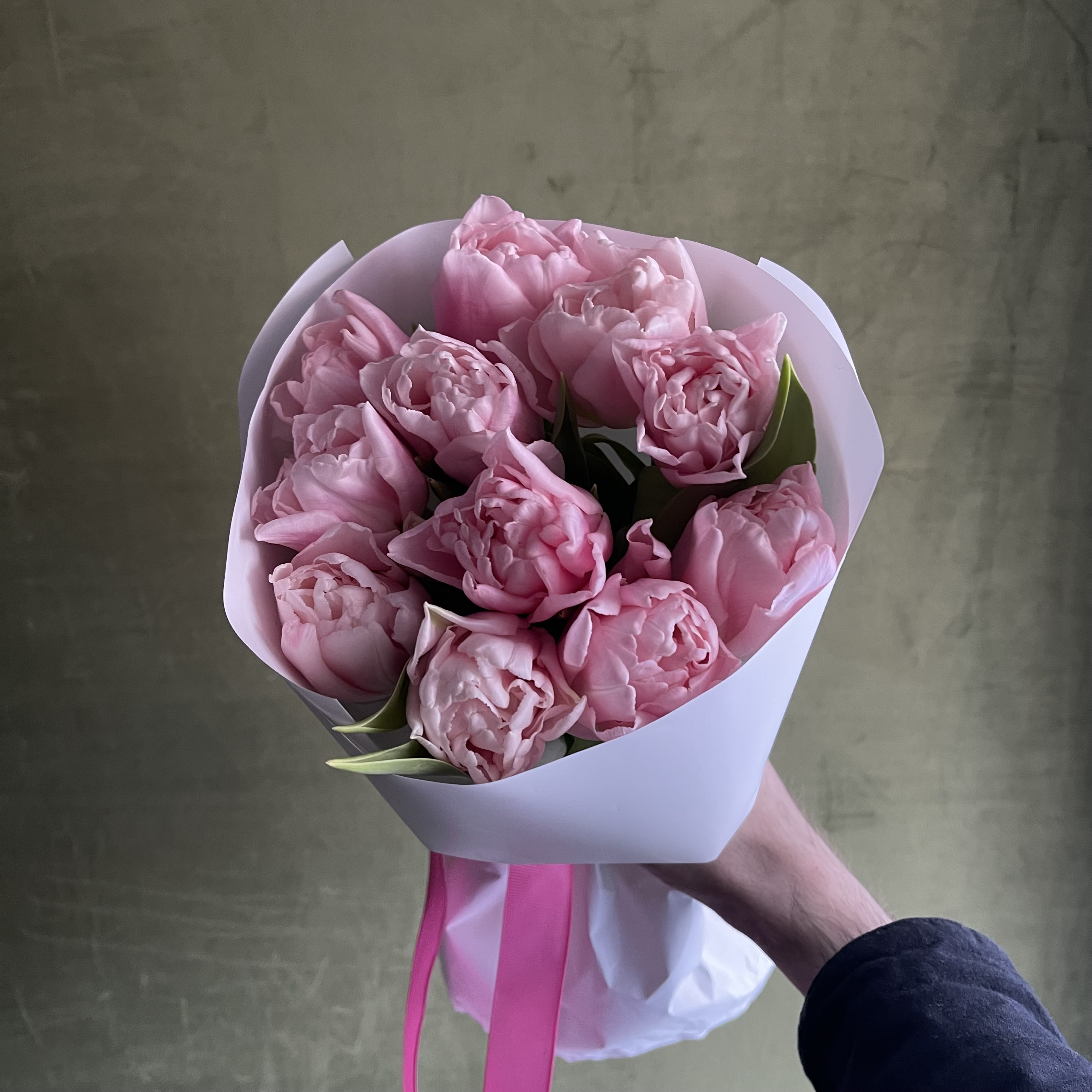 Букет с нежно-розовыми тюльпана экстра дриммер